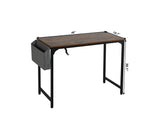 Study Computer Desk 40" Home Office Writing Small Desk, Modern Simple Style PC Table, Black Metal Frame, Rustic Brown