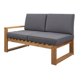 3-Piece Patio Sectional Set  Acacia  Wood and Grey Cushions  Ideal for Outdoors and Indoors