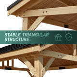 13x16 FT,Large shelf wood pergola .Solid Wood Gazebo with Waterproof Asphalt Roof, Outdoor Permanent Hardtop Gazebo Canopy for Patio, Garden, Backyard