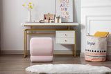 S-shape Velvet Fabric Ottoman Makeup Stool Footstool,Light Pink