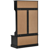 Hall Tree with 4 Hooks, Coat Hanger, Entryway Bench, Storage Bench, 3-in-1 Design, for Livingroom, Hallway (BLACK)
