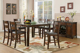Cherry Finish Dining Set 7pc Counter Height Table with Extension Leaf and 6x Wood Frame Counter Height Chairs Transitional Style Furniture
