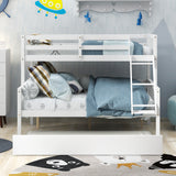 Twin Over Full Bunk Bed with Trundle, Convertible into 2 Beds, the Bunk Bed with Ladder and Safety Rails for Kids, Teens, Adults