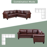 Brown Mid-Century Sectional Corner Sofa L-shape
