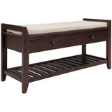 TREXM  Shoe Rack with Cushioned Seat and Drawers, Multipurpose Entryway Storage Bench (Espresso)