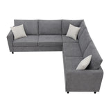 Modern Upholstered Living Room Sectional Sofa with 3 Pillows