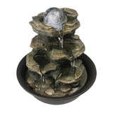 8.3inches Rock Cascading Tabletop Water Fountain with LED Lights & Crystal Ball for Home Office Bedroom Relaxation