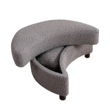 32.7" W Boucle Upholstered Half Crescent Moon Storage Bench Large Ottoman With Tray Serve As Side Table Soft Padded Seat Dressing Shoe Bench Foot Rest For Living Room, Entryway, Hallway（Dark Gray）