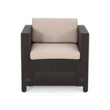 Riley Outdoor Wicker Print 2 Seater Chat Set with Ottomans