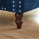Blue Velvet  Deep Button Tufted Upholstered Arm
