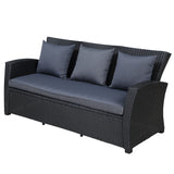 Outdoor Patio Furniture Set 4-Piece Conversation Set Black Wicker Furniture Sofa Set & Dark Grey Cushions