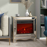 Mirrored mantelpiece with champagne color bezel with built in 1500 function heating