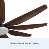 YUHAO 71" Integrated LED Lighting Ceiling Fan with 9 Wood Grain Blade