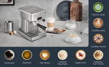 Geek Chef Espresso Machine,20 bar espresso machine with milk frother for latte,cappuccino,Machiato,for home espresso maker,1.8L Water Tank,Stainless Steel
