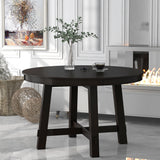 Round Extendable Dining Table with 16" Leaf Wood Kitchen Table