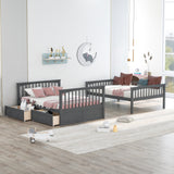 Full over Full Bunk Bed with Drawers, Convertible Beds
