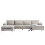 RELAX LOUNGE Convertible Sectional Sofa Light Grey Fabric