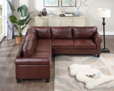 Brown Mid-Century Sectional Corner Sofa L-shape