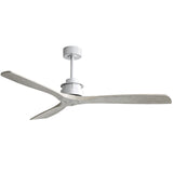 60 Inch Ceiling Fan With 6 Speed Remote Control Silver 3 Solid Wood Blade Reversible DC Motor For Living Room