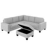 Orisfur. Sectional Corner Sofa L-shape Couch Space Saving with Storage Ottoman & Cup Holders Design for Large Space Dorm Apartment,Light Grey