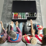 Modern Smart mini Coffee Table with Built in Fridge, Outlet protection,Wireless charging module,Mechanical temperature control,Power socket,USB interface And Ice Water interface.