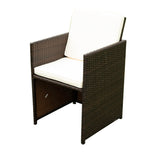 Patio Dining Set Outdoor Space Saving Rattan Chairs with Glass Table Patio Furniture Sets Cushioned Seating and Back Sectional Conversation Set