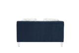 Blue Sectional Sofa w/2 Pillows, Navy Blue Velvet