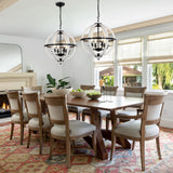 6 - Light Wood Dimmable Globe Chandelier