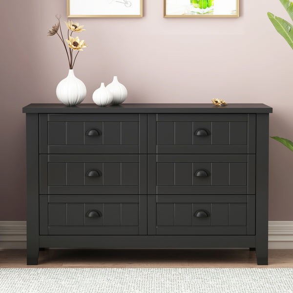 DRAWER DRESSER CABINET，BAR CABINET, storge cabinet, lockers, retro shell-shaped handle, can be placed in the living room, bedroom, dining room,black