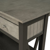 Rustic Wood 4-Piece Counter Height Dining Table Set with Storage Shelves and Drawer