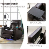 Orisfur. Power Motion Recliner with USB Charging Port and Hidden Arm Storage, Home Theater Seating with 2 Convenient Cup Holders Design ,360° Swivel Tray Table,and Cell Phone Stand