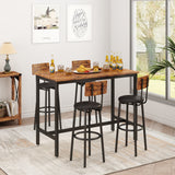 Bar Table Set with 4 Bar stools PU Soft seat with backrest