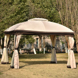 Patio Outdoor Gazebo, Double Roof Soft Canopy Garden Backyard Gazebo with Mosquito Netting Suitable for Lawn, Garden, Backyard and Deck