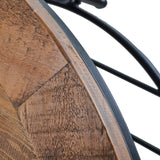 Rustic Natural Round Coffee Table with Storage Shelf