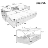 Patio Furniture Sets, 5-Piece Patio Wicker Sofa with Adjustable Backrest, Cushions, Ottomans and Lift Top Coffee Table
