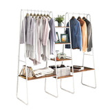 Metal Clothing Rack Garment ,Clothing Rack with 6 Shelves, 4 -Tiers Wood Shelves Heavy Duty Clothes Rack  for Hanging Clothes,Standing Coat Rack,Bedroom Clothes Storage and Organizer