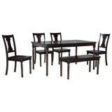Classic Dining Set Wooden Table and 4 Chairs with Bench for Kitchen Dining Room