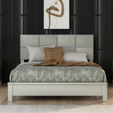 Queen Champagne Silver Platform Bed Solid Rubber Wood Frame and Legs