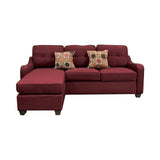 Red Sectional Sofa & 2 Pillows in Red Linen