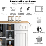 Kitchen Island Cart with Storage Cabinet and Two Locking Wheels ,Solid wood desktop, Microwave cabinet