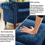 Blue Velvet  Deep Button Tufted Upholstered Arm