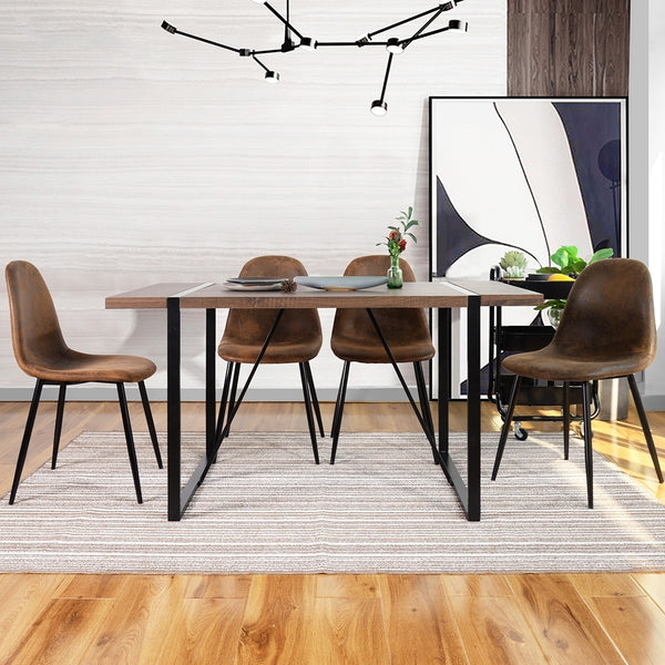 Industrial Rectangular Dining Table, Walnut & Black
