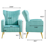 Modern Velvet Accent Chair with Arms, Wingback Reading Chair