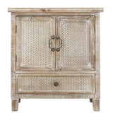 Weathered Wood Cabinet with 1 Drawer and 2 Doors Vintage Accent Storage Chest for Entryway, Living Room