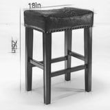 A&A Furniture,Counter Height 26" Bar Stools for Kitchen Counter Backless  Faux Leather Stools Farmhouse Island Chairs (26 Inch, Black, Set of 2)