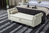 Velvet Multifunctional Storage Rectangular Sofa Stool Buttons Tufted Nailhead Trim