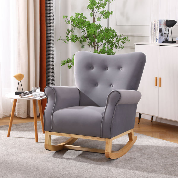 Grey Modern Rocking Chair Upholstered