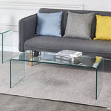 Glass Coffee Table, Tempered Clear Glass Coffee Table for Living Room