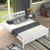 Sleigh Queen Size Wood Platform Bed  for White color