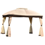 Patio Outdoor Gazebo, Double Roof Soft Canopy Garden Backyard Gazebo with Mosquito Netting Suitable for Lawn, Garden, Backyard and Deck